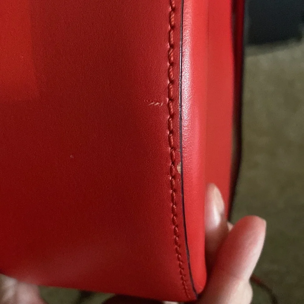 Rare Kate Spade leather handbag, w/ detachable strap, red, pink, hot pink